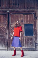 SETTE MAGAZIN / red top: victoria beckham purple skirt: victoria beckham styling: amanda samantha brooks